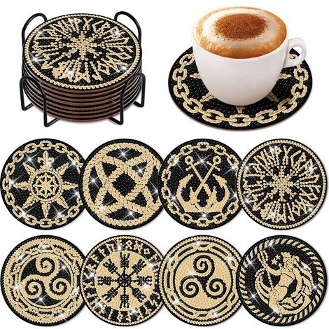 8 sous-verres à peindre style tarot réutilisables, kit DIY avec support, création artistique pour maison, bureau, adultes, enfants, débutants et passionnés d'art (1/5)