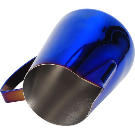 Mug/mousseur à lait en acier inoxydable 304 épais, finition bleu irisé, idéal pour le latte art cafetière élégante, 400 ml (1/5)