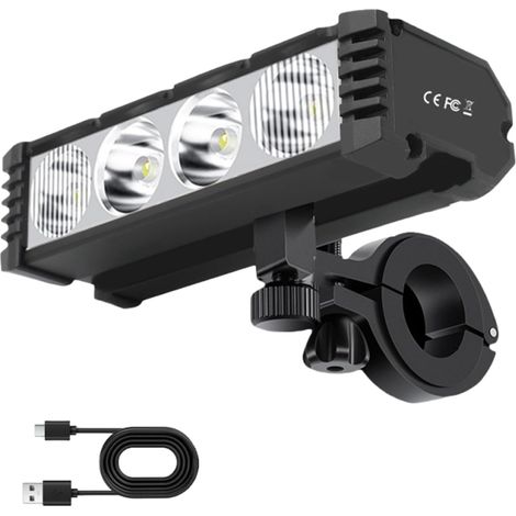 Phare de vélo 4 LED haute luminosité de type C charge en alliage d'aluminium 2000 mAh phare de nuit pour route/VTT accessoires de cyclisme de nuit (1/5)