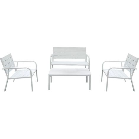 SET GIARDINO EFFETTO POLYWOOD 'ARBUS' colore bianco - LIF