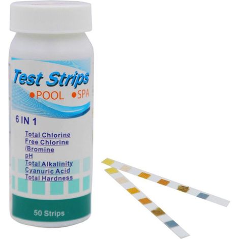 Bandelettes de Test 6 en 1,50 PCS Papier Test de pH pour Bain à RemousPapier Test de pH Bandes de Test Trempage pour Piscine Spa