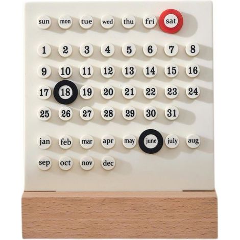 Calendrier de bureau en bois, calendrier perpétuel, cadeau de décoration intérieure vintage (blanc cassé) (1/5)