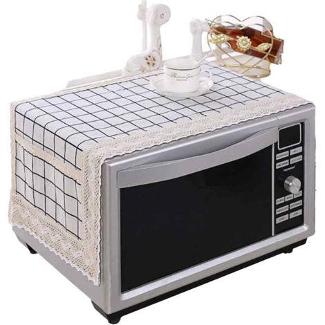 Housse de four à micro-ondes résistante à l'huile, housse de four à micro-ondes multi-usage en coton et lin anti-poussière (1/5)