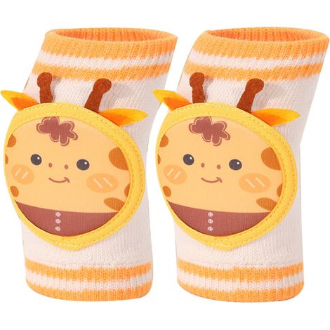 Protège-genoux enfant 0-4 ans, paire de genouillères fines respirantes motifs girafe, protections articulations bébé, coussinets souples antidérapants, cartoon mignon. (1/5)