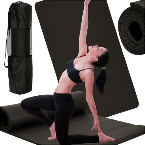 Yoga-Übungsmatte dick 185x80x1,5 cm schwarz