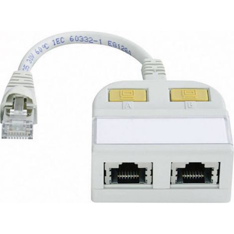 Adaptateur TELEGARTNER prise 2x RJ vers connecteurs RJ-45 0,15 m W70043 (1/4)