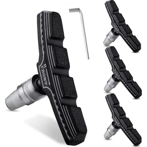 Plaquettes de frein V-Brake pour vélo (lot de 4) – Plaquettes de frein haut de gamme pour VTT – Résistantes à l'usure, freinage silencieux – Clé Allen incluse pour l'installation (1/5)
