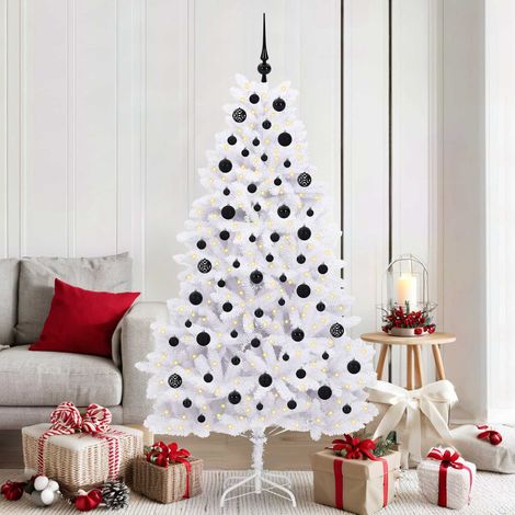 Künstlicher klappbarer Weihnachtsbaum Weiß 180 cm PVC und Stahl