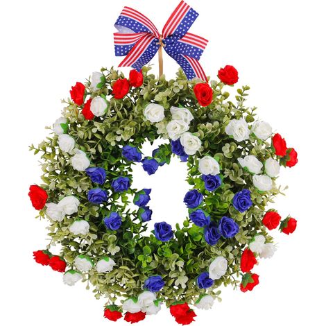 Guirlande En Forme De Drapeau Américain - Décoration Pour Porte Extérieure Intérieure - Pour Fête Nationale 4 Juillet - Diamètre 45 Cm - 1 Pièce (1/5)