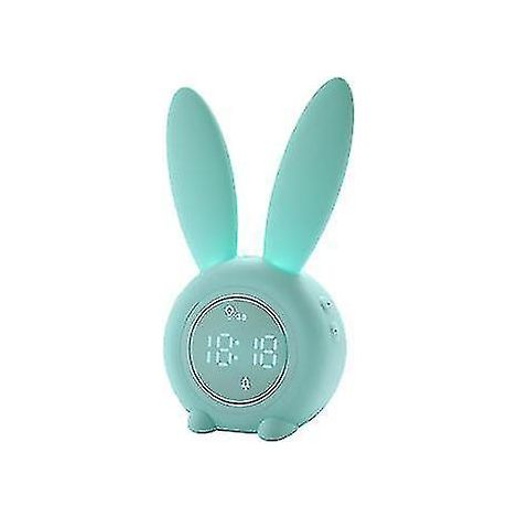 Veilleuse magnétique avec minuteur, réveil à capteur sonore, en forme de lapin mignon, rechargeable par USB, verte (1/3)