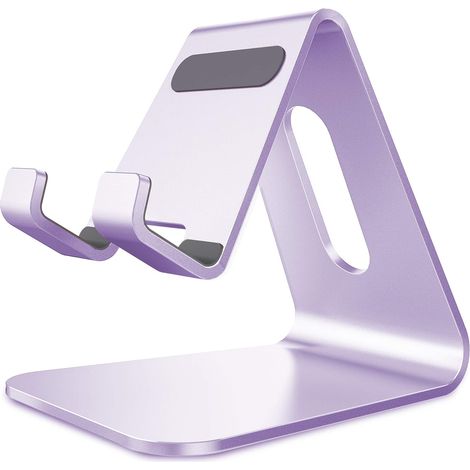 Support Téléphone, Support de Bureau en Aluminium Compatible avec iPhone 16 15 14 13 12 Pro Max Mini XS Max XR X Se 8 7 6 6s Plus Huawei Mate 60 50 40, Samsung S23 S22 S21-mauve