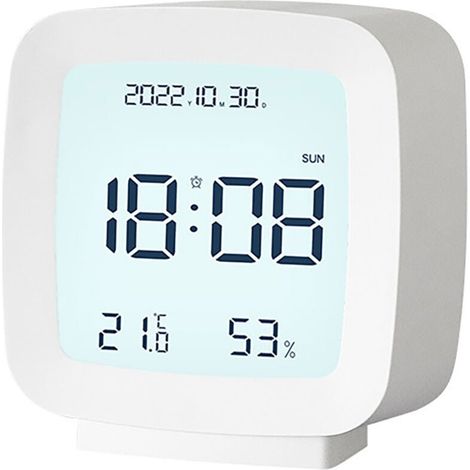 Réveil Enfant Numérique LED avec Affichage Température et Humidité Intérieur Blanc (1/4)