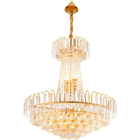 Chandelier moderne en cristal K9, lampe pendante LED Chandelier, Lampe Suspendue Encastrée Chromée pour Salon, Salle à Manger, Couloir, Escalier, Hall d'entrée [Classe énergétique A++]. (1/5)