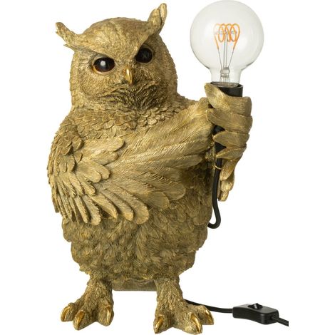 Lampada Da Tavolo Gufo Resina Oro 3.1kg Peraga Christmas