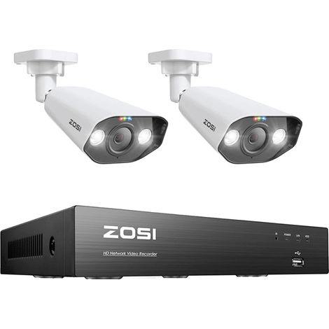Filiyano-Système de caméras de vidéosurveillance ZOSI PoE, résolution 8 MP, audio bidirectionnel, 2 caméras 8 MP, aucun