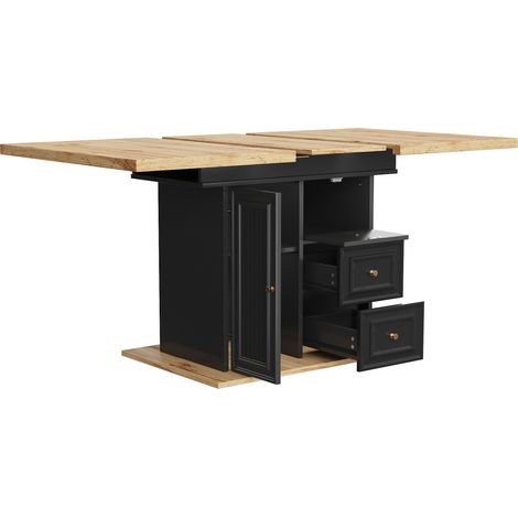 Table à manger extensible en MDF avec rangement 110-140 x 80 x 75 cm bois imitation pour cuisine et salle à manger (1/5)