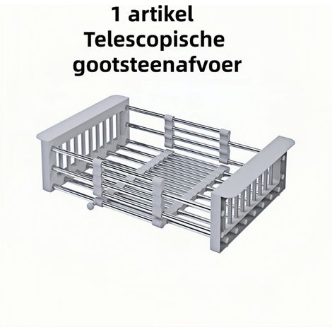 Égouttoir télescopique multifonction pour fruits légumes bols et assiettes avec panier extensible pour lavage et rangement couleur grise (1/5)