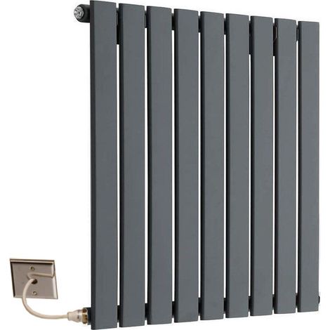 Single Electric Flat Panel Radiator Anthracite 600mm High 408mm Wide
