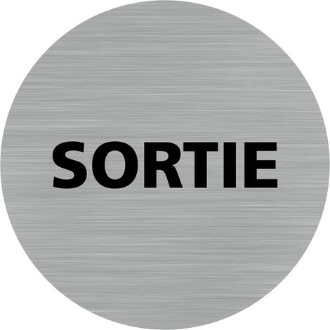 Pictogramme Sortie (Q0452).- Plaque aluminium brossé - Diamètre 76 mm (1/5)
