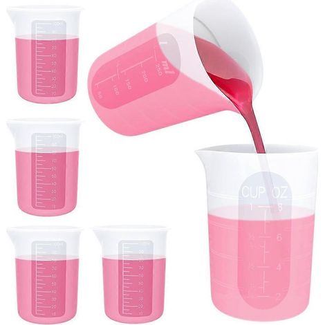 6 pièces silicone Measuring tasses lot 2 250ml 4 antiadhésif Epoxy mélange (1/5)