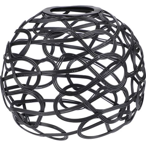 Lampenschirm aus Metalldraht, hohle Lampenabdeckung, dekorativer Lampenschirm-Ersatz-10.00X10.00X8.00CM-Black (1/4)