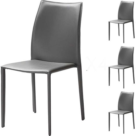Lot de 4 chaises repas coloris gris - KIMY