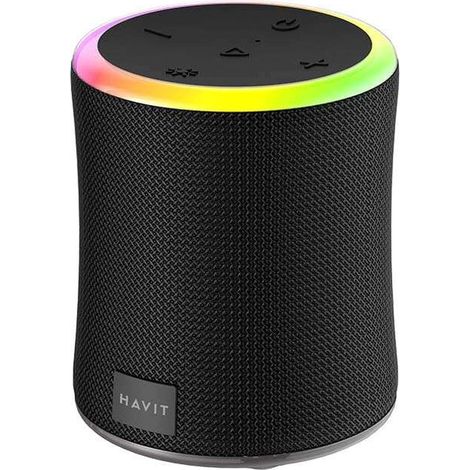 Havit SK832BT Speaker Bluetooth - Luci RGB, Suono Stereo Potente, Impermeabile, Batteria 1800mAh, Microfono Integrato, TWS, USB, AUX, MicroSD - Nero