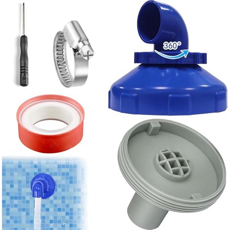 Buse de remplissage de piscine rotative à 360° - Buse de jet de piscine - Buse de sortie de piscine - Kit de raccordement de piscine - 32 mm - Pour piscines, baignoires, étangs à poissons (1/5)