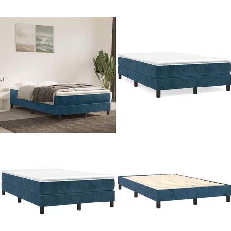 Boxspringbett mit Matratze Dunkelblau 120x200 cm Samt - Samtbett - Boxspringbett - Doppelbett - Bettauflage - Matratze - Home & Living (1/5)