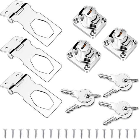 Juego de 3 candados con llave y tornillos para puertas, armarios, cajones (1/4)
