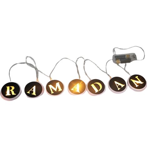 Ramadan LED String Light Decoration Wooden Hollow Letters Pendant for Ramadan Eid Mubarak Home Decor