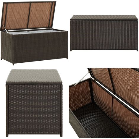 Boîte de rangement de jardin résine tressée 100x50x50 cm marron - Banc De Rangement - Coffre De Jardin - Rangement Extérieur - Mobilier De Jardin - Résine Tressée - Home & Living (1/5)