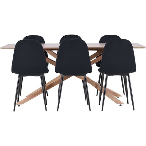 Piazza Essgruppe Tisch 90x180cm und 6 Velours Stühle mocca.
