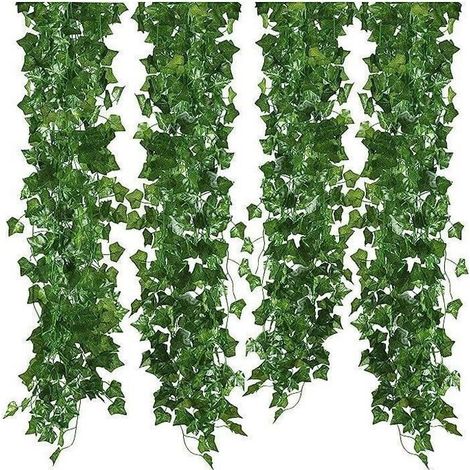 Lierre Artificiel - - 12 Pcs - 2m - Feuilles Lierre Artificielle Guirlande Vert Décoration (1/4)
