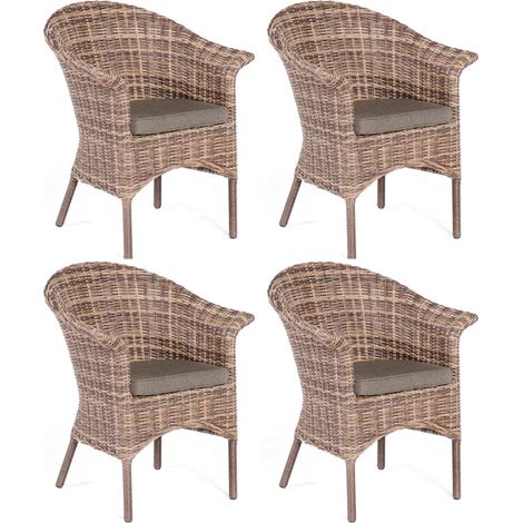 Sonnenpartner 4x Garten-Sessel Cayman Aluminium/Polyrattan nature-mix Gartenstuhl