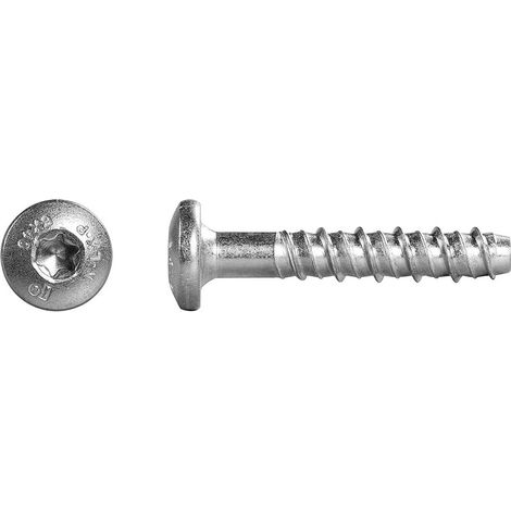 Vis à béton R-LX tête bombée cylindrique large acier zignué 7,5x35mm perçage 6mm boîte de 100 pièces - RAWL