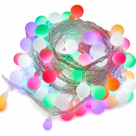 Guirlande Lumineuse LED Solaire Multicolore, 100 Boules de 1,8 cm, 12 m, Étanche pour Extérieur et Décoration (1/5)