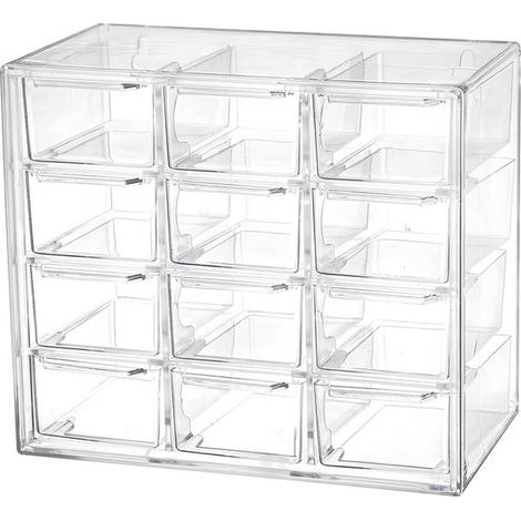 Organizzatore da scrivania impilabile con 12 cassetti trasparenti (1/5)