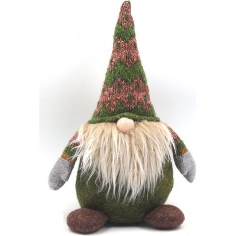 Gnomo decorativo natalizio con cappello verde 34 cm (1/2)