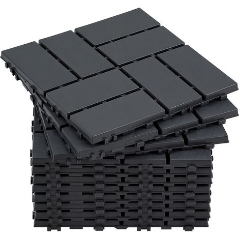 Randaco Losetas para terraza, 11 piezas de 30 x 30 cm, losetas de plástico encajables, instalación rápida, losetas imitación madera marrón (1/5)