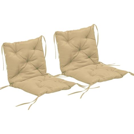 Lote de 2 cojines para silla 98x50x8 cm en poliéster caqui, con cintas, para interior/exterior (1/5)
