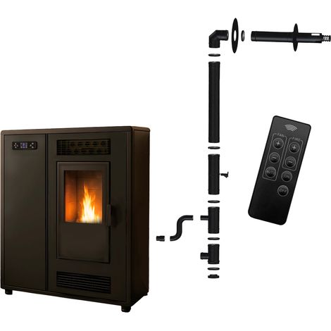 Stufa a pellet Slim Astral 12,2 kW Nero Sannover + Kit di installazione