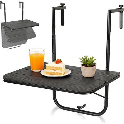 TolleTour Balkonhängetisch ,Gartentisch klappbar, Hängetisch 4-stufig höhenverstellbar, Balkontisch bis 40kg belastbar, Klapptisch Metall,Balkon Tisch