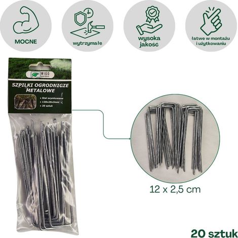 Picchetti da giardinaggio in acciaio a forma di "U" da 12 cm, 20 pezzi (1/2)