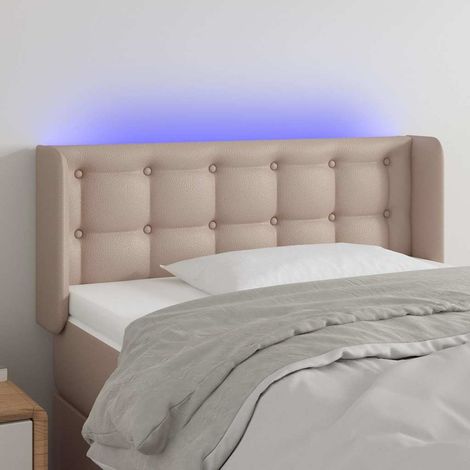 vidaXL Cabecero con LED cuero sintético color capuchino 93x16x78/88 cm (1/5)