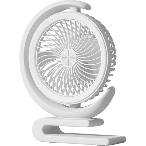 Ventilateur de bureau 15 cm (blanc) – best-seller international, ventilateur de camping, mini-ventilateur d'appoint rechargeable par USB (1/3)