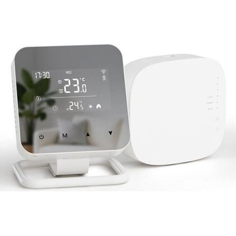 Tuya WiFi Smart Thermostat for Boilers, Programmable Daily Wireless Thermostat with Receiver, Compatible with Alexa and Google Home, Battery or USB Powered (1/4)