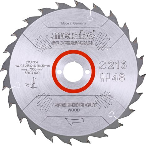 Sägeblatt Metabo precision cut wood professional 216x30, Z48 WZ 5Grad neg.