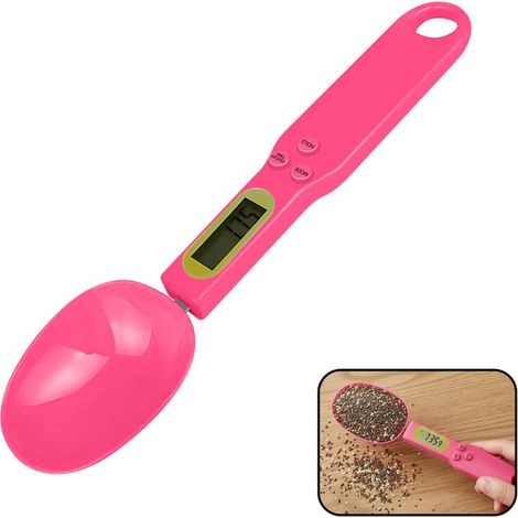 Cuillère de mesure électronique - AVIZAR - Cuillère balance digitale - LCD - 0,1 g - 500 g - Rose (1/4)