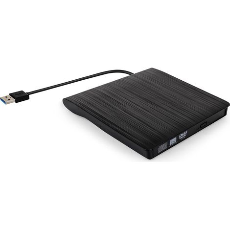 Lecteur DVD externe USB 3.0 portable noir graveur CD PC Mac Windows plug and play bureau (1/5)